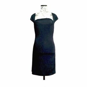 Elegant Black Asymmetrical Sheath Dress | Minimalist Cocktail Evening Dress | S